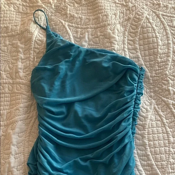 Princess Polly Teal Ruched Dress - Picture 2 of 5